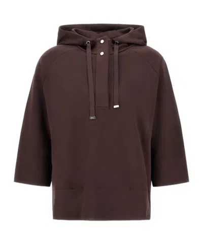Herno Drawstring Hooded Sweatshirt In Brown