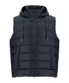 Herno Drawstring Hooded Vest In Blue