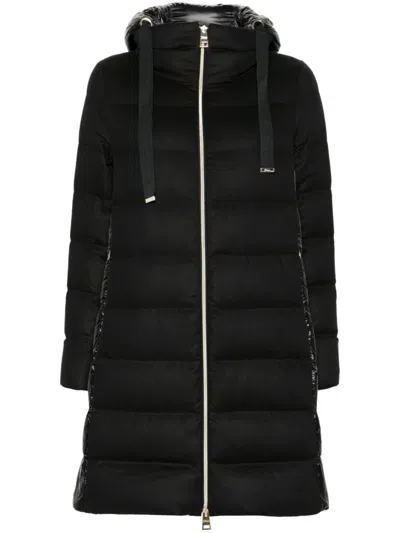 Herno Drawstring Padded Coat In Black