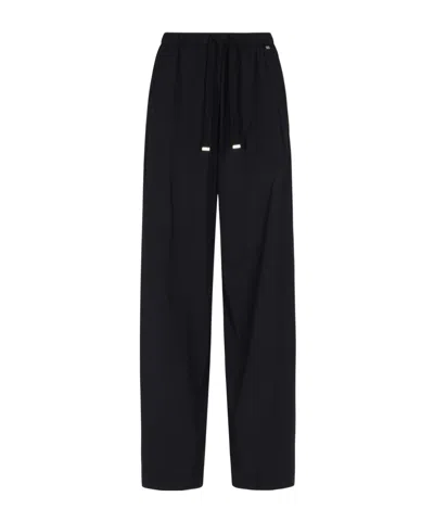 Herno Wide Leg High Waist Satin Trousers For Women In Black