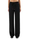 Herno Wide Leg High Waist Satin Trousers For Women In Black
