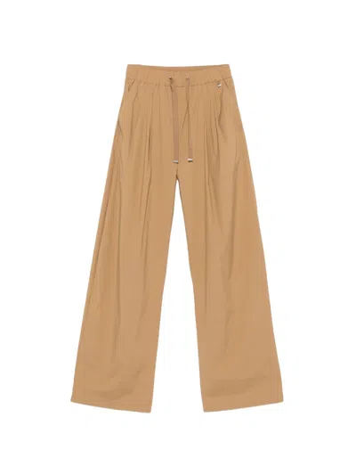 Herno Drawstring Pleated Palazzo Pants In Brown
