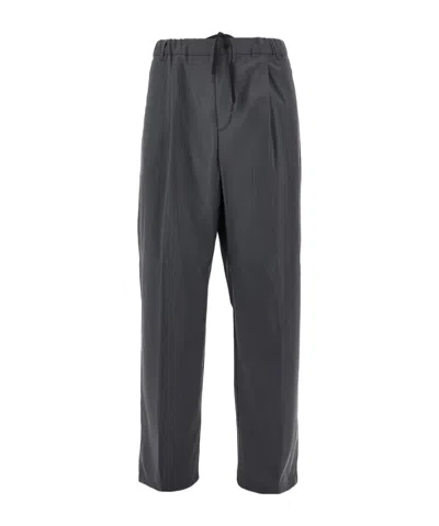Herno Drawstring Pleated Trousers In Black