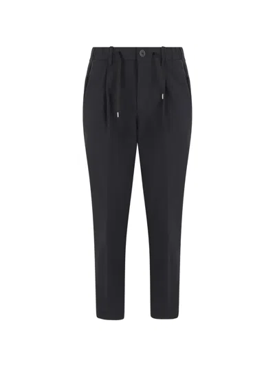 Herno Drawstring Pleated Trousers In Blue