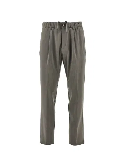 Herno Stretch Liht Wool Pants With Drawstring In Gray