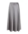 Herno Satin Finish Skirt With Drawstring Waist And Side Slits In Gray