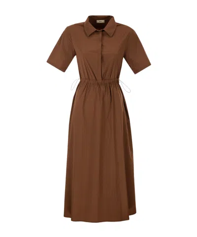 Herno Shirt-collar Drawstring Dress In Brown