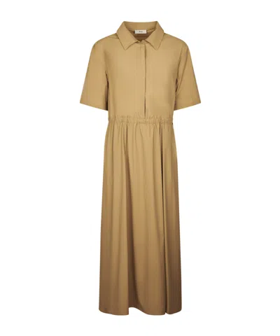 Herno Drawstring Shirt Dress In Brown