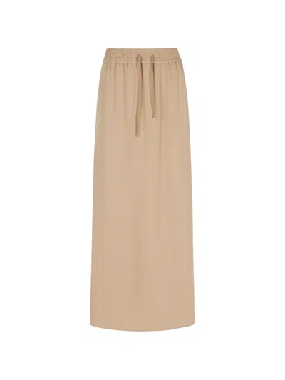 Herno Drawstring Side-slit Mid Skirt In Brown