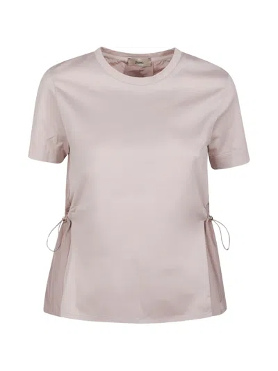 Herno T-shirt In Chic Cotton Jersey And New Techno Taffeta In Pink