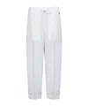 Herno Cropped White Taffeta Trousers With Adjustable Drawstring In White