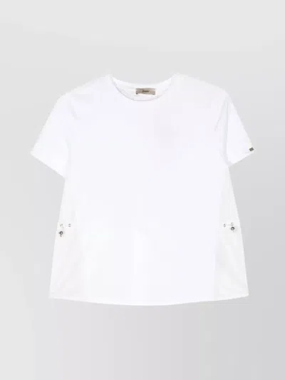 Herno Drawstring Waist Cotton T-shirt With Pleat Detailing In White
