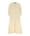 Herno Drawstring Waist Crewneck Dress In Neutral