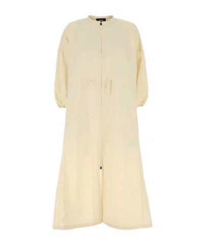 Herno Drawstring Waist Crewneck Dress In Neutral