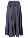 Herno Black Skirt With Elastic Drawstring Waist In Tech Fabric Stretch Woman In Blue