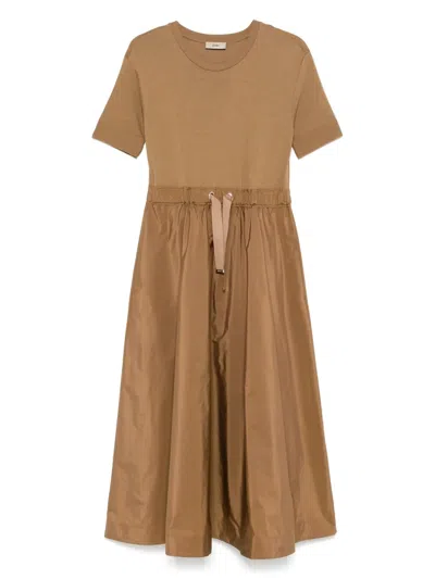 Herno Drawstring-waist Midi Dress In Brown