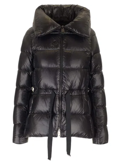 Herno Drawstring Waist Padded Coat In Black
