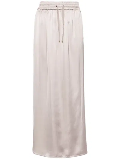 Herno Drawstring-waist Satin Midi Skirt In Neutrals