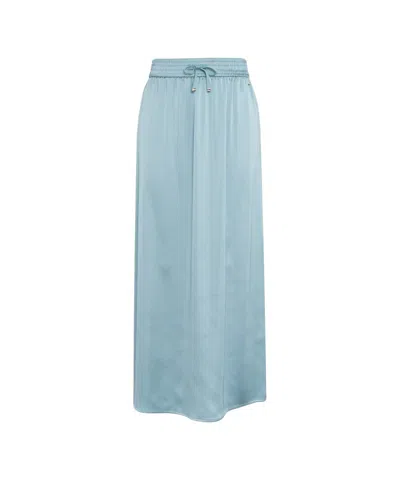 Herno Drawstring-waist Side-slit Satin Midi Skirt In Blue