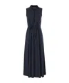 Herno Drawstring Waist Sleeveless Maxi Shirt Dress In Blue