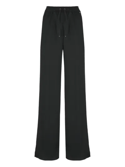 Herno Wide Leg High Waist Satin Trousers For Women In Black