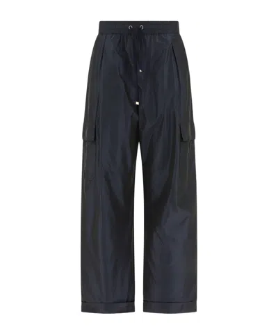 Herno Drawstring Wide Leg Cargo Trousers In Black