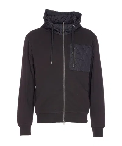 Herno Drawstring Zip-up Hoodie In Black