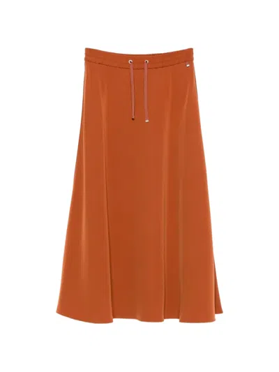 Herno Drawstring-fastening Maxi A-line Skirt In Orange