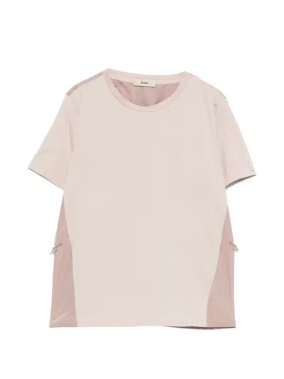Herno Jersey T Shirt Contrasting Panel Drawstring In Neutral
