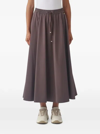 Herno Drawstring-waist A-line Midi Skirt In Brown