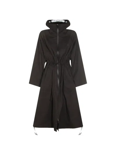 Herno Drawstring-waist Hooded Coat In Black