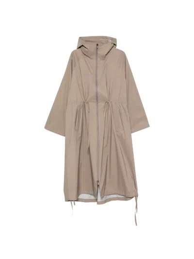 Herno Drawstring-waist Hooded Coat In Brown