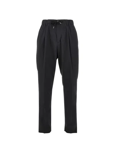Herno Drawstring-waist Tapered Trousers For Men In Nero