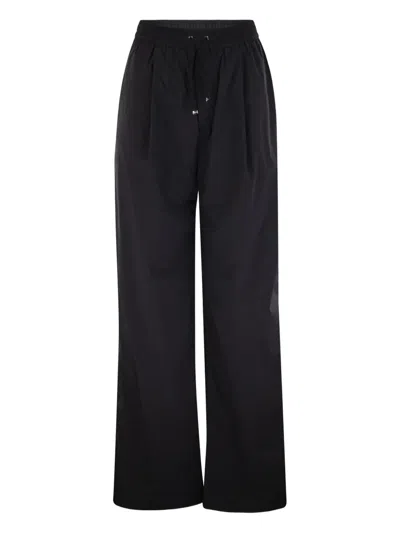 Herno Wide Leg High Waist Satin Trousers For Women In Black
