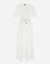 Herno Dress In Glam Knit Effect And Techno Taffeta In White