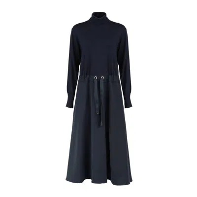Herno Dress In Light Wool G.14 Blue Navy