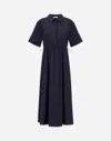 Herno Collared Drawstring Midi Dress In Blue
