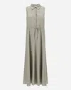 Herno Dress In Linen Blend In Chantilly
