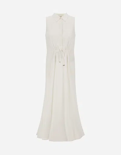 Herno Dress In Linen Blend In White