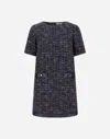 Herno Dress In Operated Tweed And Nylon Ultralight In Black