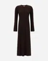 Herno Dress In Ribbed Carded Wool In Brown