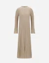 Herno Dress In Ribbed Carded Wool In Neutral