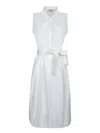 Herno White Sleeveless Dress With Classic Collar And Adjustable Belt In Tech Fabric Stretch Woman
