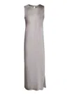 Herno Glossy Satin Midi Dress With Clean-cut Silhouette In Beige