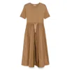 Herno Midi Dress With Panels And Tie Detail In Brown