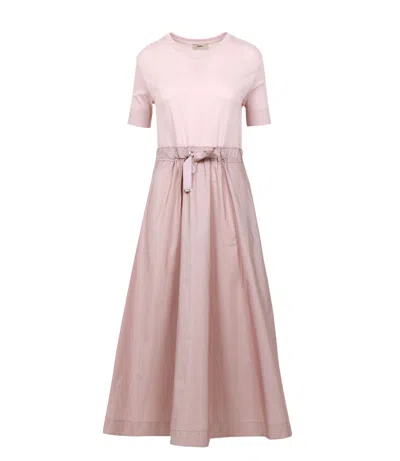 Herno Polyester Drawstring-waist Midi Dress In Pink