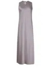 Herno Satin Sleeveless Midi Dress In Gray