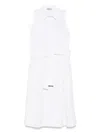 Herno Sleeveless Dress With Pockets And Belted Waist In White