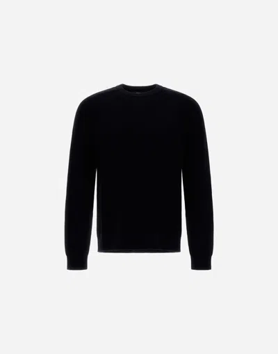 Herno Dry Cotton Knit Sweater In Blu Navy