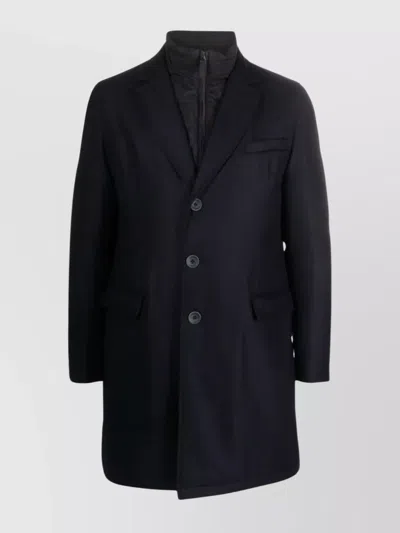 Herno Durable Long Sleeve Coat With Notched Lapels In Black